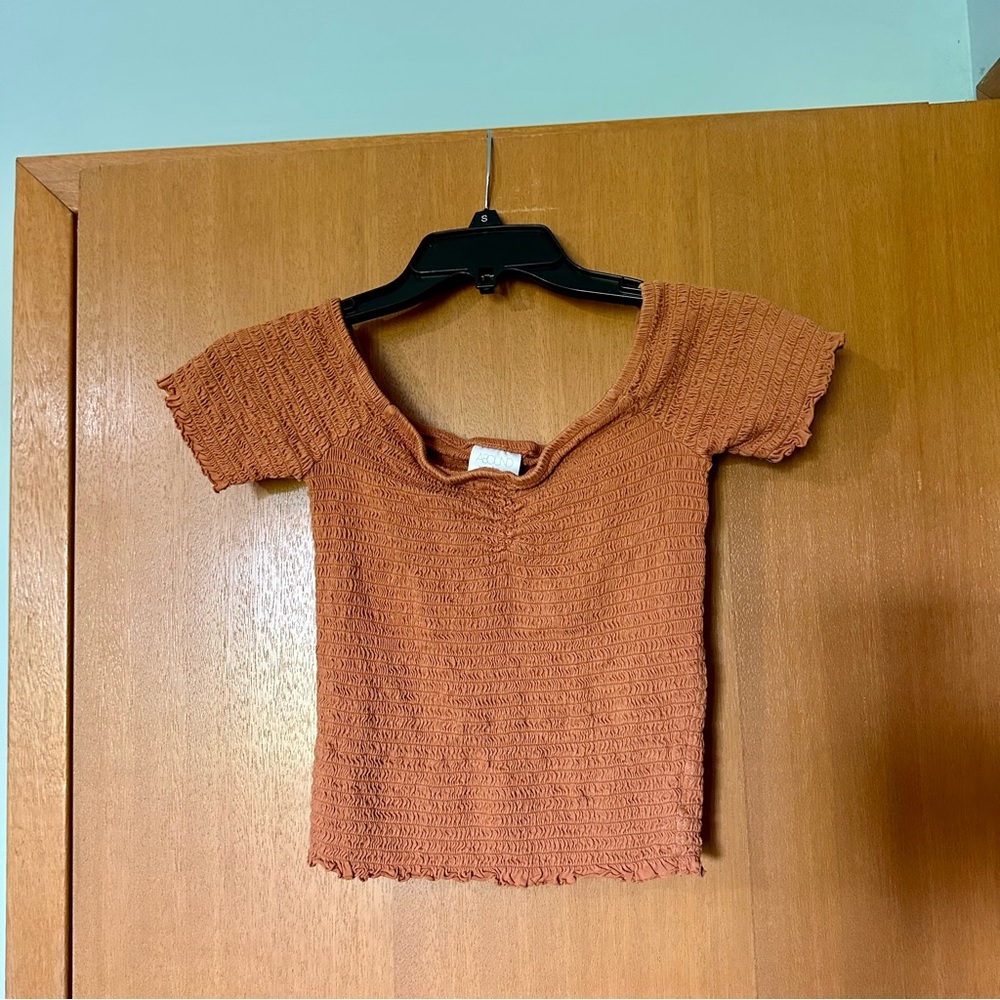 Nordstrom Smocked Off the Shoulder Crop Top